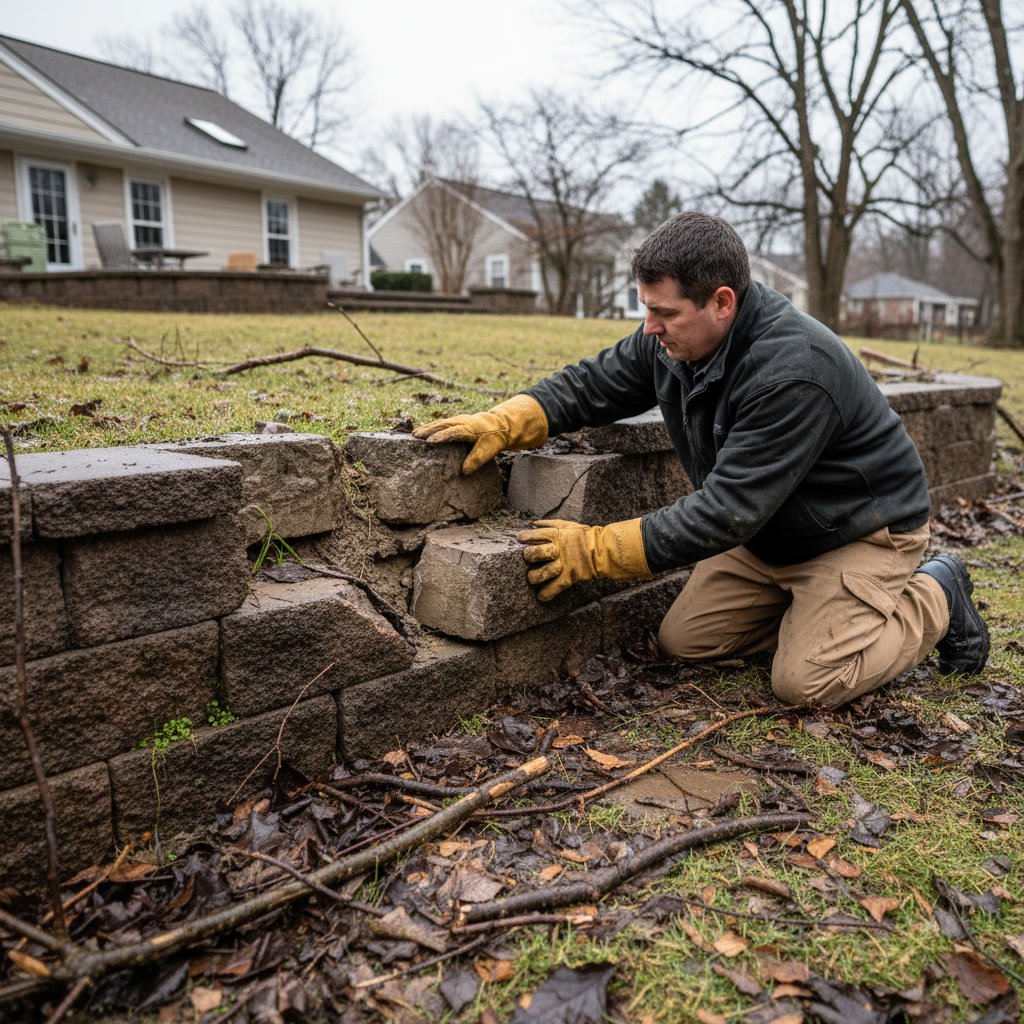 Fresh mulch and cleaned landscape beds in Liberty Missouri after spring yard cleanup