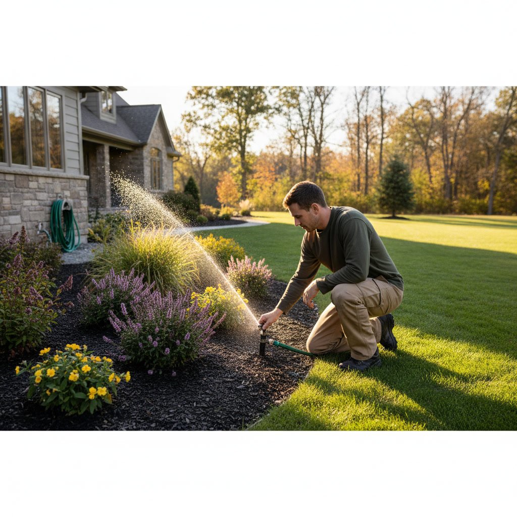 seasonal landscape maintenance including mulching and plant trimming in Missouri
