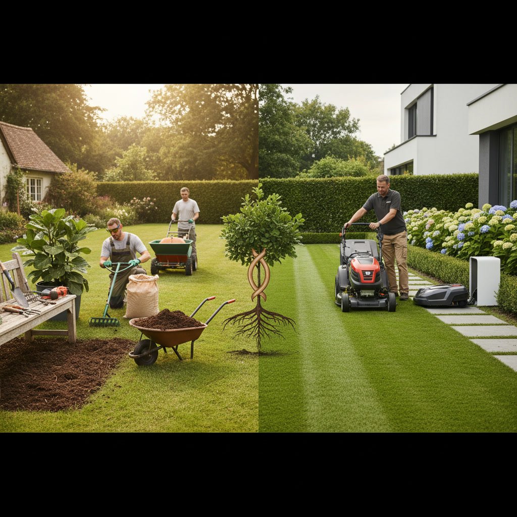 Professional lawn care and maintenance services comparison on healthy residential property