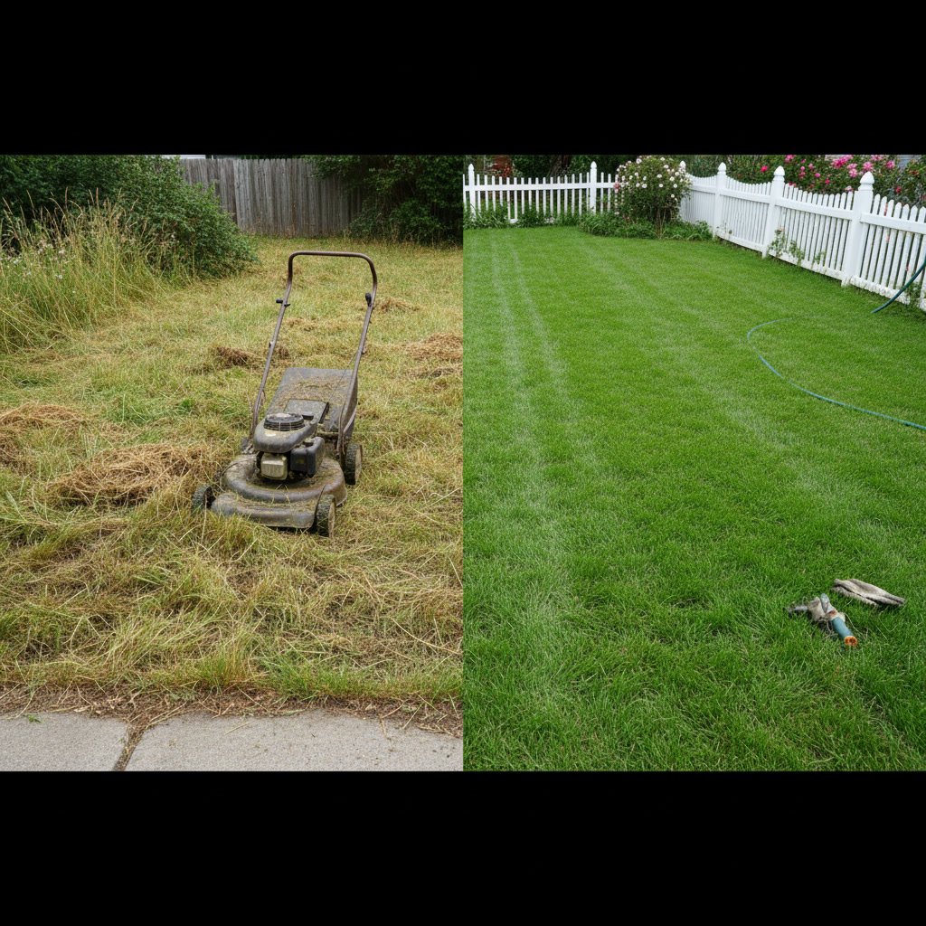 Healthy thick lawn from comprehensive maintenance program with edging and fertilization